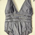 Ella Moss One-Piece Halter Swimwear V-Neck Black Swimsuit Women's Size L Photo 2