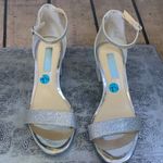 Betsey Johnson  Silver Glitter Block Heels with Adjustable Strap Size 7.5 Photo 1