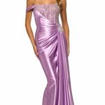 Sherri Hill 55367 Draped One Shoulder Gown Lilac Size 2 Photo 0