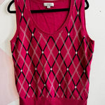 Merona Red Argyle Sweater Vest‎ Women’s Y2K Preppy Retro 2000s XL Photo 0