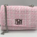 Badgley Mischka NWT  Pink TWEED Textured Shoulder Crossbody silver Chain Bag Photo 0