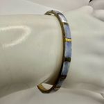 Blue abalone gold tone brass bangle bracelet Photo 1