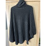 Soft Surroundings Poncho Women One Size Gray Black Stripe Cowl Neck Sweater Cozy Photo 1