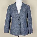 Banana Republic  Blazer Jacket Women 4 Blue Chambray Linen Cotton 2-Button Office Photo 0