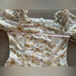 Unbranded Floral Maxi Dress Puff Sleeve Eyelet Embroidered Boho Medium Yellow Photo 5