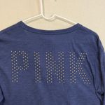 PINK - Victoria's Secret  Dark Blue Lace-Up Long Sleeve Top Photo 6