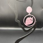 Pink Strawberry Handmade Earrings Photo 2