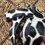 Garuglieri Belt L‎ Black White Leather Fur Giraffe Print Animal Western Boho 38” Size L Photo 2