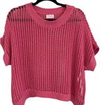 Pink Lily  Vibrant Pink Knit Top Crop Size L Cover Up Photo 0