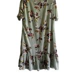NWT Lauren Ralph Green Floral Crinkled Georgette A Line Dress Sz 6 No Belt Photo 3