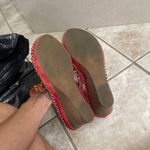 Spring Step Red Leather Floral Wedge Sandals D-Lilith Women's Size 40 USA Sz 9 Photo 2