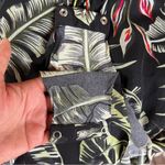 ZARA Black Green Tropical Long Sheer Sleeves Bodysuit Lace Up Medium Photo 7