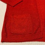 H&M Vibrant Orange Red Open-Front Textured Weave Cardigan Sweater Oversized S/M Photo 3