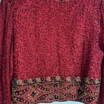 Laurence Kazar Vintage  Jacket Womens XL Red Silk Beaded Sequin Evening 90s Photo 8