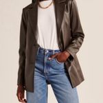 Abercrombie & Fitch  Brown Vegan Leather Blazer Jacket Women’s Sz M Photo 5
