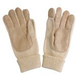 Ladies Vintage Knit Gloves Faux Leather Palms Photo 0