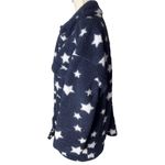 Dictionary Star Printed Sherpa Button Up Jacket Blue Size XL Photo 1