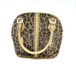 Genuine Stingray Exotic‎ Leather Leopard Print Satchel Handbag Purse, Gold Trim Brown Photo 1