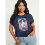 Old Navy Women 2X Diana Ross Blue Cropped Graphic T-Shirt Casual Retro Colorful Photo 2