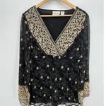 Fashion Bug  Top Large Black Gold Silk Dark Fairy Whimsigoth Sheer Glam Artsy Photo 0