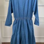 Coldwater Creek Vintage 90s  Chambray Denim Dress Raw Hem Blue Small Petite Photo 0