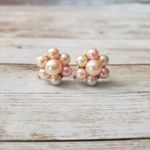 Vintage Screw On Earrings Light Pink & Cream Dainty Flower Cluster Photo 0