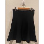ZARA High-Rise Faux Fur Trim Stretch-Knit Circle Black Mini Skirt Photo 4