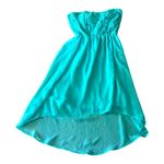 Strapless High Low Dress,‎ Aqua Blue Lace, Chiffon Party Cocktail Summer Photo 1