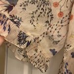 Miss Me  Women's Small Ivory Floral‎ Babydoll Boho Cottagecore Top V Neck Flutter Photo 2