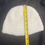 White Knit Beanie O/S Winter Casual Cherry Girl Classic Preppy Academia Ballet Photo 2