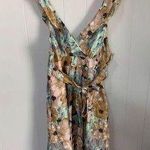 Theory Galla Dress Silk Watercolor Wrapover Bodice Open Back Ruffled Tie Waist 8 Photo 4