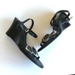 Franco Sarto Leather Wedge Sandal Ankle Strap Black Womens Size 6M Shoes Photo 2