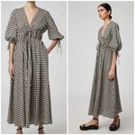 Altuzarra 💕💕 Donrine Seersucker Gingham Midi Dress ~ Black Ivory 42 EU NWT Photo 2
