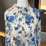 Yumi Kim  Sundown top blouse blue ivory floral Anthropologie tie neck NWT Photo 1