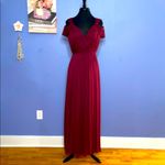 Azazie  Deep Red (Burgundy) Maxi Pleated V-Neck Gown Size A6 Photo 4