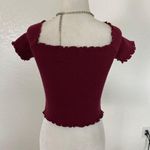 Early 2000s Burgundy Red Cropped Scrunched Criss Cross Crop Top Hollister Size S Photo 5