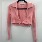 ZARA new tied knit cardigan wrap sweater stretchy lapel pink size small Photo 1