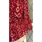 Blair VTG NWOT  Tribal Print Button Down Blouse 3/4 Sleeves Burgundy Size Small. Photo 3