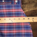 L.L.Bean Top Women's Medium Navy Stewart Plaid Wrinkly Free Oxford Shirt Blue Photo 6