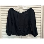 Candie's  Black/Red Floral Embroidered 3/4 Sleeve Boat Elastic Hem Blouse Size M‎ Photo 4