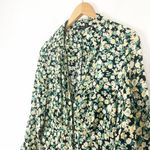 ZARA Green Floral Puff Sleeve Button Down Midi Dress Medium Chic Classic Office Photo 7