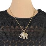 Vintage Silver & Gold Tone Elephant Pendant Necklace 21” Chain Photo 4