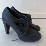 Envy  Womens Black Leather Peep Toe Lace Up Cut Out Heels Vintage Inspired SZ 8 Photo 1