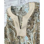Telluride Clothing Co. Womens Linen Paisley Tank Top Beige Blue Size Small Photo 5