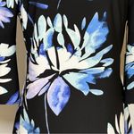 Vince Camuto New! Black Blue Purple Floral 3/4 Bell Sleeve Dress Women’s Size 4 Photo 5