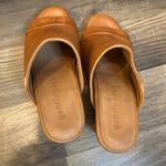 Gentle Souls Kenneth Cole Leather Open Toe Chunky Wooden Heel Mule Serella Brown Photo 1