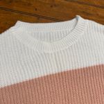 Womens Striped Knit Sweater Long Sleeve Crew Neck Pullover Size M White Size M Photo 2