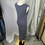 Toad&Co Eco Organic Cotton Blend Striped Midi Dress Navy White Small Nautical Blue Photo 5