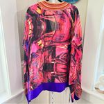 Zeugari Silk Tunic Beaded V Neck Semi Sheer Tie at Empire Waist * Runs Small * Pink Size M Photo 1