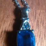 Ceylon Color Quartz and Blue Simulated Diamond Stainless Steel Pendant Necklace Photo 0